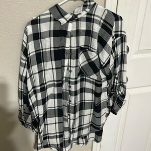 Grayscale plaid button up